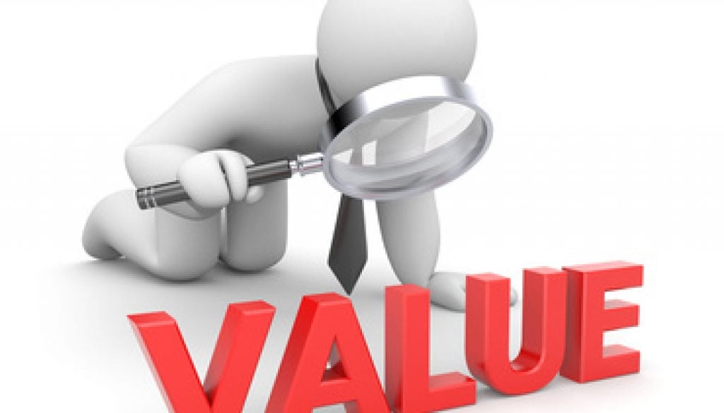 Person examines value