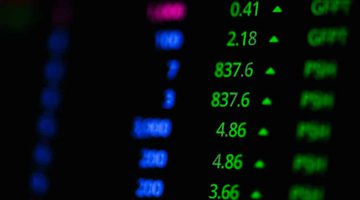 Stock market graph on screen