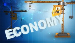 Crane lifting word economy up