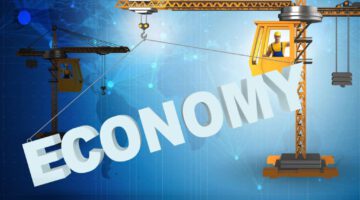 Crane lifting word economy up
